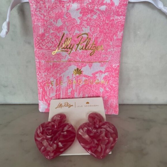 LILLY PULITZER x Lele Heart Drop Earrings Post Stud - Picture 4 of 11